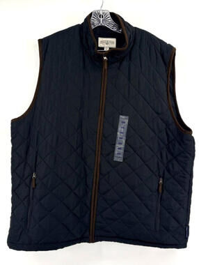 NWT Field & Stream Quilted Vest Black/Brown Trim XXL